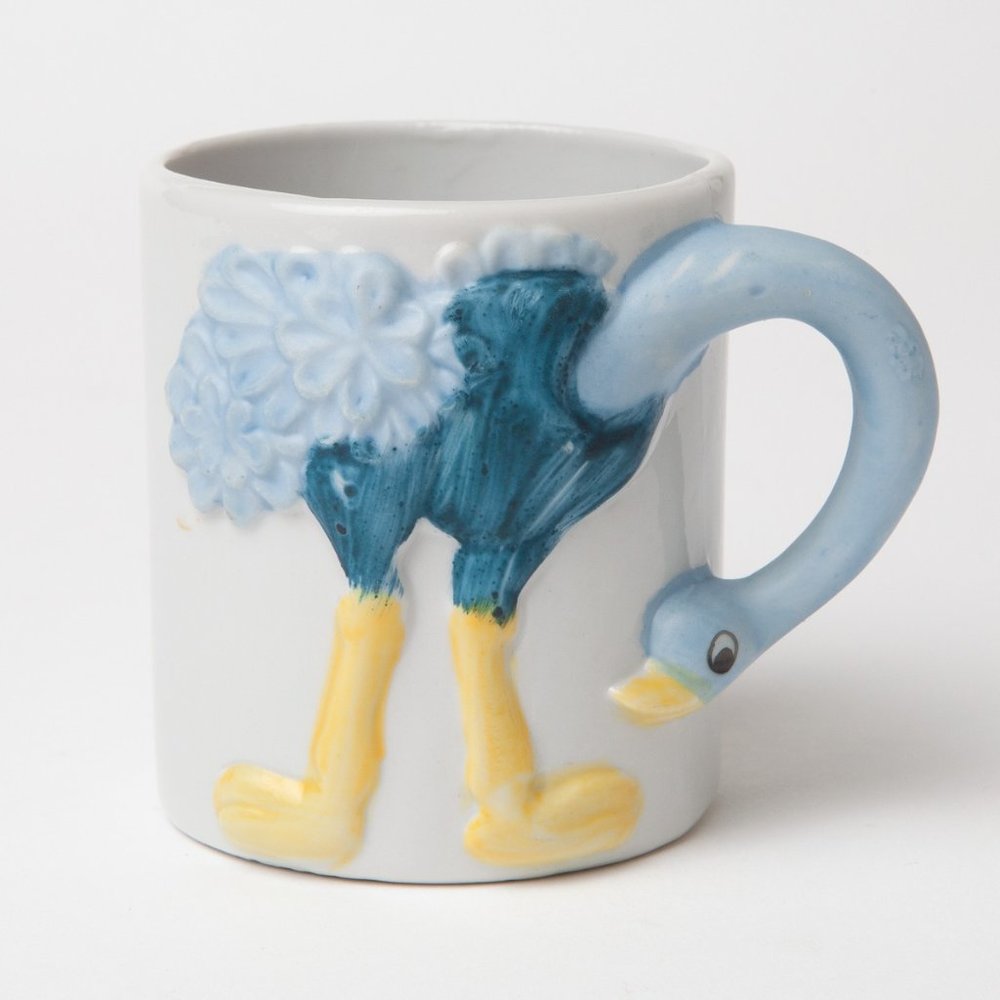Vintage Small Children's Ostrich Mug Cup or Brush / Pencil Holder JSNY Taiwan